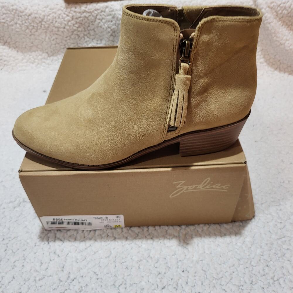 NEW ZODIAC Women's Val-Western Side Zip Ankle Boot Desert Tan SIZE 8.5 M